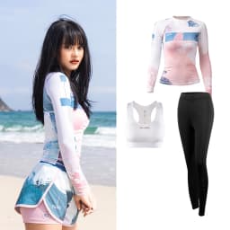 Nu-June Sexy Swimsuit Rash Guard Women Long Sleeve Swimwear Rashguard Surfing Two Piece Swimsuit Tankini Set Surf Swimming