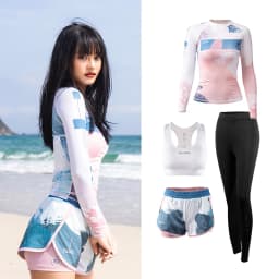 Nu-June Sexy Swimsuit Rash Guard Women Long Sleeve Swimwear Rashguard Surfing Two Piece Swimsuit Tankini Set Surf Swimming