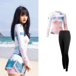 Nu-June Sexy Swimsuit Rash Guard Women Long Sleeve Swimwear Rashguard Surfing Two Piece Swimsuit Tankini Set Surf Swimming