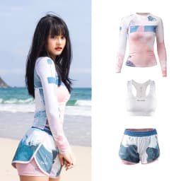 Nu-June Sexy Swimsuit Rash Guard Women Long Sleeve Swimwear Rashguard Surfing Two Piece Swimsuit Tankini Set Surf Swimming