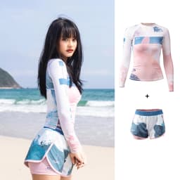 Nu-June Sexy Swimsuit Rash Guard Women Long Sleeve Swimwear Rashguard Surfing Two Piece Swimsuit Tankini Set Surf Swimming