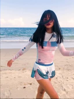 Nu-June Sexy Swimsuit Rash Guard Women Long Sleeve Swimwear Rashguard Surfing Two Piece Swimsuit Tankini Set Surf Swimming