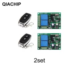 QIACHIP 433 MHz AC 110V 220V 2CH RF Remote Control Switch Controller + Universal RF Relay Receiver For Light Garage Door Opener