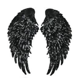 1 Pair Fashion Large Sequins Wing Embroidery Patch Fabric For Clothing Applique Coat DIY Accessories Iron On Repair