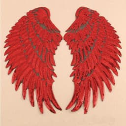 1 Pair Fashion Large Sequins Wing Embroidery Patch Fabric For Clothing Applique Coat DIY Accessories Iron On Repair