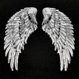 1 Pair Fashion Large Sequins Wing Embroidery Patch Fabric For Clothing Applique Coat DIY Accessories Iron On Repair
