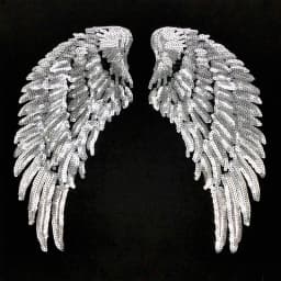 1 Pair Fashion Large Sequins Wing Embroidery Patch Fabric For Clothing Applique Coat DIY Accessories Iron On Repair