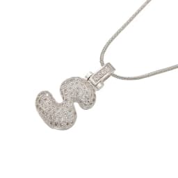 1.25x500mm Fat and Lovely Crystal Brass Silver Color A-Z Letter Charm Necklace for Women Friends Birthday Gift Model: VL34
