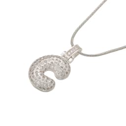 1.25x500mm Fat and Lovely Crystal Brass Silver Color A-Z Letter Charm Necklace for Women Friends Birthday Gift Model: VL34