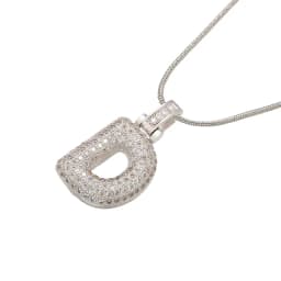 1.25x500mm Fat and Lovely Crystal Brass Silver Color A-Z Letter Charm Necklace for Women Friends Birthday Gift Model: VL34