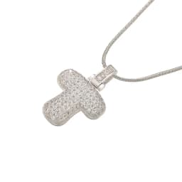 1.25x500mm Fat and Lovely Crystal Brass Silver Color A-Z Letter Charm Necklace for Women Friends Birthday Gift Model: VL34