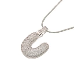 1.25x500mm Fat and Lovely Crystal Brass Silver Color A-Z Letter Charm Necklace for Women Friends Birthday Gift Model: VL34
