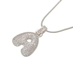 1.25x500mm Fat and Lovely Crystal Brass Silver Color A-Z Letter Charm Necklace for Women Friends Birthday Gift Model: VL34