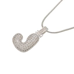 1.25x500mm Fat and Lovely Crystal Brass Silver Color A-Z Letter Charm Necklace for Women Friends Birthday Gift Model: VL34