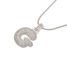 1.25x500mm Fat and Lovely Crystal Brass Silver Color A-Z Letter Charm Necklace for Women Friends Birthday Gift Model: VL34