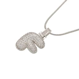 1.25x500mm Fat and Lovely Crystal Brass Silver Color A-Z Letter Charm Necklace for Women Friends Birthday Gift Model: VL34