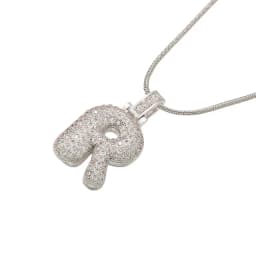 1.25x500mm Fat and Lovely Crystal Brass Silver Color A-Z Letter Charm Necklace for Women Friends Birthday Gift Model: VL34