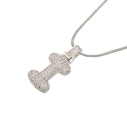 1.25x500mm Fat and Lovely Crystal Brass Silver Color A-Z Letter Charm Necklace for Women Friends Birthday Gift Model: VL34