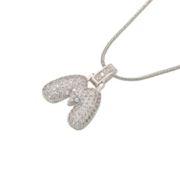 1.25x500mm Fat and Lovely Crystal Brass Silver Color A-Z Letter Charm Necklace for Women Friends Birthday Gift Model: VL34