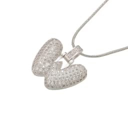 1.25x500mm Fat and Lovely Crystal Brass Silver Color A-Z Letter Charm Necklace for Women Friends Birthday Gift Model: VL34