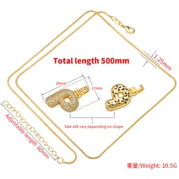 1.25x500mm Fat and Lovely Crystal Brass Silver Color A-Z Letter Charm Necklace for Women Friends Birthday Gift Model: VL34