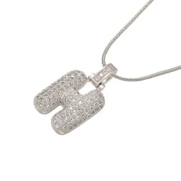 1.25x500mm Fat and Lovely Crystal Brass Silver Color A-Z Letter Charm Necklace for Women Friends Birthday Gift Model: VL34