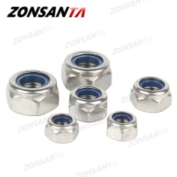 ZONSANTA Nylon Locknut 304 Stainless Steel Hex Hexagon Lock Nut DIN985 M2 M2.5 M3 M4 M5 M6 M8 M10 M12 M14 M16 M20 Non Slip Nuts