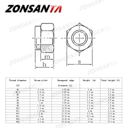 ZONSANTA Nylon Locknut 304 Stainless Steel Hex Hexagon Lock Nut DIN985 M2 M2.5 M3 M4 M5 M6 M8 M10 M12 M14 M16 M20 Non Slip Nuts