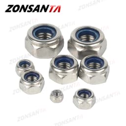 ZONSANTA Nylon Locknut 304 Stainless Steel Hex Hexagon Lock Nut DIN985 M2 M2.5 M3 M4 M5 M6 M8 M10 M12 M14 M16 M20 Non Slip Nuts