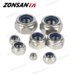 ZONSANTA Nylon Locknut 304 Stainless Steel Hex Hexagon Lock Nut DIN985 M2 M2.5 M3 M4 M5 M6 M8 M10 M12 M14 M16 M20 Non Slip Nuts