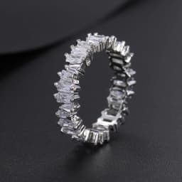 LXOEN Silver Color Square CZ Rings Paved Austrian Zircon Fashion Women Ring for Party Engagement Ring Jewelry Gift