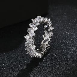 LXOEN Silver Color Square CZ Rings Paved Austrian Zircon Fashion Women Ring for Party Engagement Ring Jewelry Gift