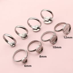 5pcs 6/8/10/12/14mm Inner Size No Fade Stainless Steel Craft Ring Cabochons Blank Base Settings DIY Jewelry Making Accessories