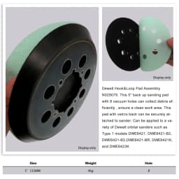 3 PCS 5 Inch 125MM 8-Hole Hook and Loop Sanding Pad Sander Backing Pad for Type 1, DWE6421 DWE6421K DWE6423 DEWALT Sander