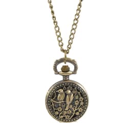 Vintage Pocket Small Watch Steampunk Quartz Watch With Chain Hollow Heart Cover Necklace Bronze Color Alloy Fob Clock Men Gift