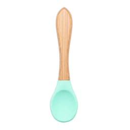 Baby Wooden Spoon Silicone Wooden Baby Feeding Spoon Organic Soft Tip Spoon BPA Free Food Grade Material Handle Toddlers Gifts
