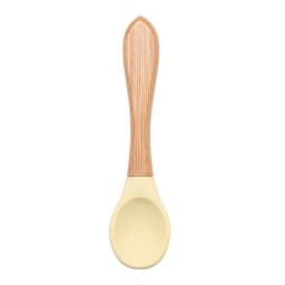Baby Wooden Spoon Silicone Wooden Baby Feeding Spoon Organic Soft Tip Spoon BPA Free Food Grade Material Handle Toddlers Gifts