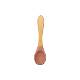 Baby Wooden Spoon Silicone Wooden Baby Feeding Spoon Organic Soft Tip Spoon BPA Free Food Grade Material Handle Toddlers Gifts