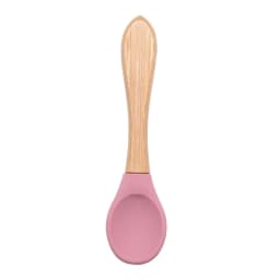 Baby Wooden Spoon Silicone Wooden Baby Feeding Spoon Organic Soft Tip Spoon BPA Free Food Grade Material Handle Toddlers Gifts