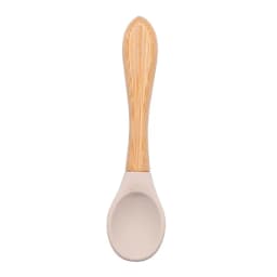 Baby Wooden Spoon Silicone Wooden Baby Feeding Spoon Organic Soft Tip Spoon BPA Free Food Grade Material Handle Toddlers Gifts