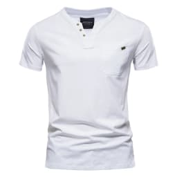 2021 Summer Top Quality Cotton T Shirt Men Solid Color Design V-neck T-shirt Casual Classic Men's Clothing Tops Tee Shirt Men