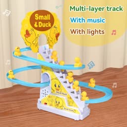 Kid Diy Small Duck Penguin Electronic Climbing Stairs Track Toy Light Musical Slide Track Coaster Toy Educational Fun Toys Gifts