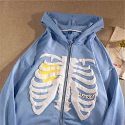 Y2K Skeleton Hoodies Women 2026 Vrouwen Gothic Zwart Zip Up Oversized Sweatshirt Dames Retro Harajuku Capuchon Streetwear Tops