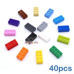 40pcs DIY Building Blocks Thick Figures Bricks 2x4 Dots Educational Creative Size Compatible With 3001 Plastic Toys for Children