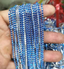 1yard/Piece 30Colors SS6-SS16 Glass Crystal Rhinestone Chain Silver Bottom Sew on Cup Chains For Diy Garment Bags Decorations