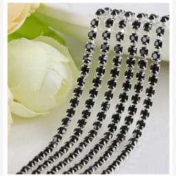 1yard/Piece 30Colors SS6-SS16 Glass Crystal Rhinestone Chain Silver Bottom Sew on Cup Chains For Diy Garment Bags Decorations