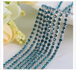 1yard/Piece 30Colors SS6-SS16 Glass Crystal Rhinestone Chain Silver Bottom Sew on Cup Chains For Diy Garment Bags Decorations