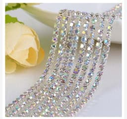 1yard/Piece 30Colors SS6-SS16 Glass Crystal Rhinestone Chain Silver Bottom Sew on Cup Chains For Diy Garment Bags Decorations
