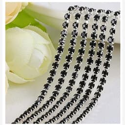 1yard/Piece 30Colors SS6-SS16 Glass Crystal Rhinestone Chain Silver Bottom Sew on Cup Chains For Diy Garment Bags Decorations