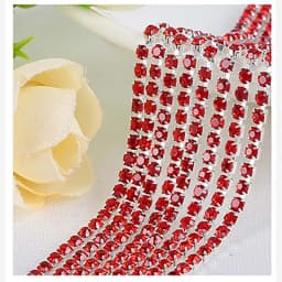 1yard/Piece 30Colors SS6-SS16 Glass Crystal Rhinestone Chain Silver Bottom Sew on Cup Chains For Diy Garment Bags Decorations